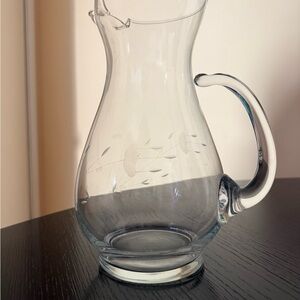 Princess House Clear Glass Floral Pitcher